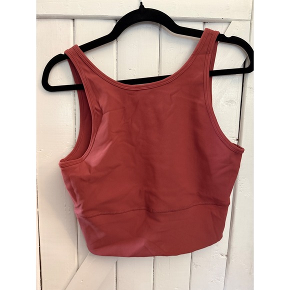 Zella Ribbed V Neck Cropped Tank Top Women's Size M Coral Athletic Workout NWOT - Picture 3 of 3